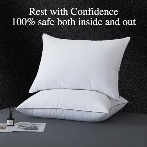 White Goose Down Pillows Set of 2 - King Size 20x36 Bed Pillows