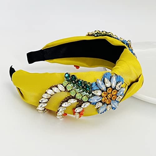 Rhinestone Crystal Headbands for Women Hair Accessories Jewelry - Yellow