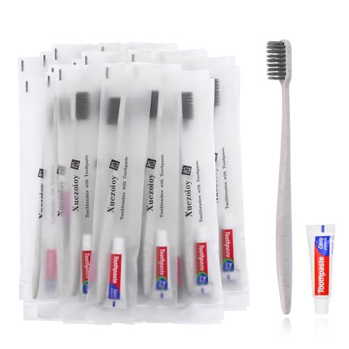 Disposable Toothbrushes with Toothpaste Set - 100 Pack Apricot Variations