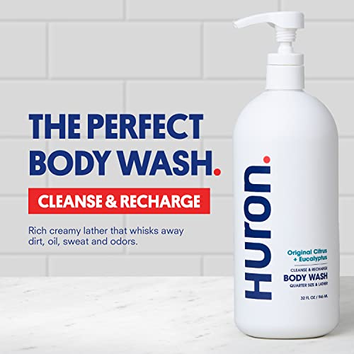 Huron Men¡¯s Body Wash, Hydrating Daily Cleanser with Citrus + Eucalyptus Scent, 32 Fl Oz, Moisturizing Shower Gel, non-toxic, Phthalate-Free Clean Ingredients for Men