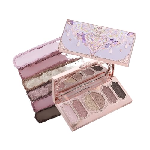 Flower Knows Butterfly Cloud Collar Embossed Six-Color Makeup Palette,Muted Purple-gray Face Palette with 4 Matte + 2 Shimmer Shades,Blendable Smooth Cute Make Up,0.23 oz(03 Incense Purple Haze)