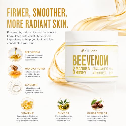 Bee Venom Face & Neck Firming Cream - Hydrating Anti-Aging Moisturizer, 4oz