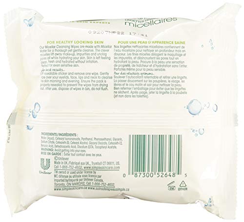 Unscented Facial Wipes Micellar Cleansing Wipes for Sensitive Skin - Pack of 6, 25 Count Each