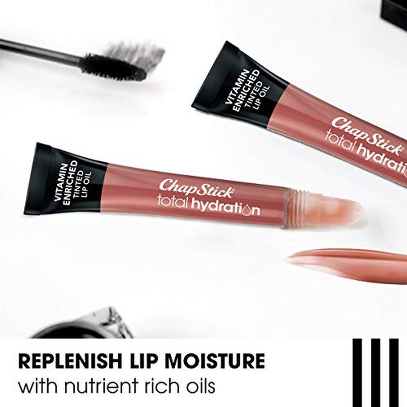 ChapStick Total Hydration Vitamin Enriched Tinted Lip Oil (Blushed Bronze, 1 Tube), Vitamin C, Vitamin E, Contains Omega 3 6 9, 0.24 Ounce