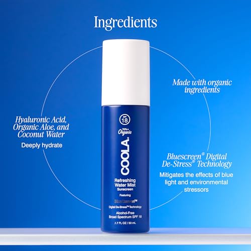 COOLA Organic Water Mist Face Moisturizer SPF 18 - 1.7 Fl Oz