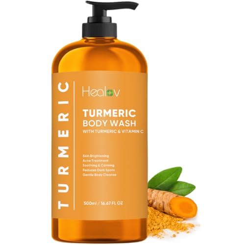 Turmeric Body Wash ? Skin Brightening Soap for Dark Spots, Hyperpigmentation ? Exfoliating Turmeric Face Wash Reduces Acne, Scars, & Cleanses Skin ? Natural Bath Liquid Soap