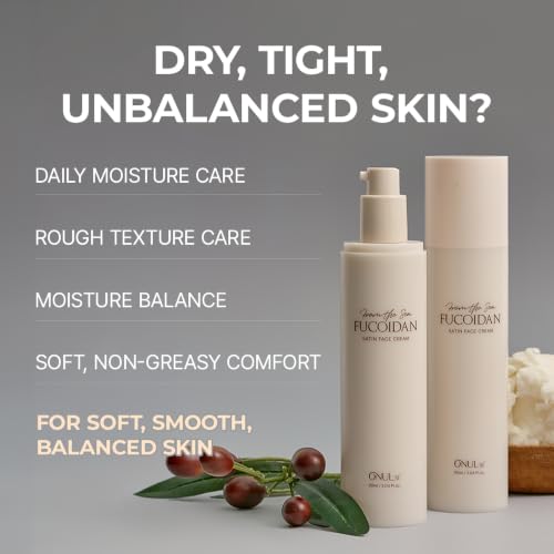 ONUL31° Fucoidan Satin Face Cream - Korean Vegan Moisturizer with Macadamia & Shea, Lightweight Non-Greasy Hydrating Skincare, 3.04 oz