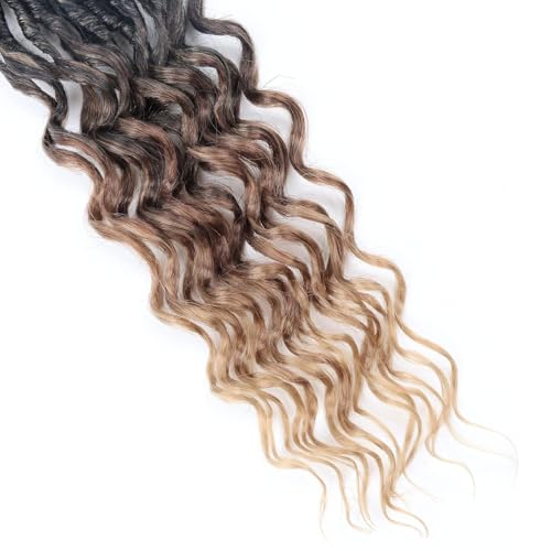 24 Inch Faux Locs Crochet Hair - Pack of 8, Goddess Style with Curly Ends, 1B/30/27