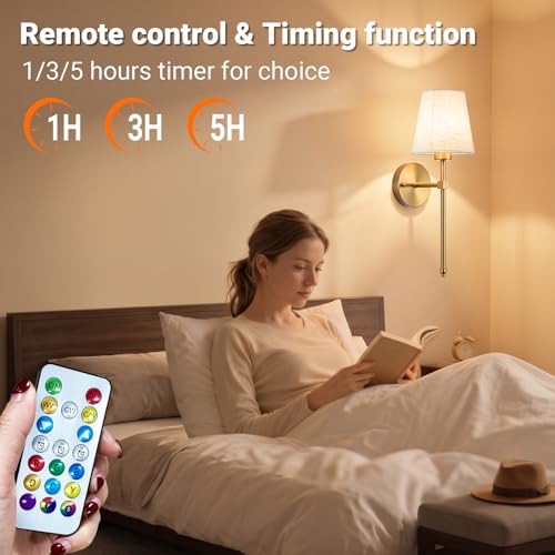 Battery Operated Wall Sconce Set of Two with Remote Control, Dimmable Indoor Lighting, Bronze, 19.68 Inch