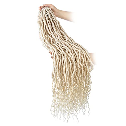 Long Faux Locs Crochet Hair with Curly Ends - Blonde 613#, 24 Inch, Pack of 6