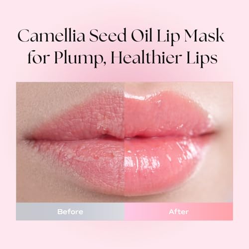 Sleeping Lip Mask Camelia Seed Oil 0.53 Oz. | Day & Night Repairing Balm, Overnight Lip Mask, Lip Treatment for Dull & Dry Lips, Deep Nourishing with Vitamin E, 5 Phyto Oil Complex
