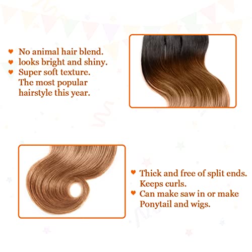 Hengya 8 8 8 8 / 1B/30 Ombre Body Wave Human Hair Bundles 12A Virgin Short Extensions