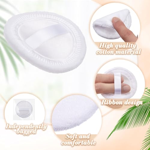 Cotton Powder Puffs - White, 100 Pack, Soft & Gentle Makeup Applicators