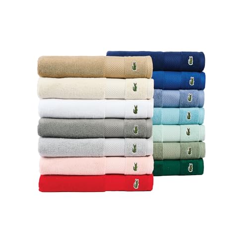 Lacoste Heritage Supima Cotton 6-Piece Towel Set, 2 Bath Towels, 2 Hand Towels, 2 Washcloths, Meteorite ? Highly Absorbent & Quick Drying, Bathroom Essential, Machine Washable