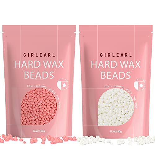 Hard Wax Beads for Hair Removal - 2-Pack, 1lb Rose & Unscented, Body & Facial