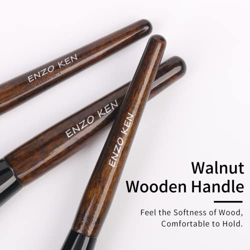 Natural Goat Hair Makeup Brush Set with Walnut Handles - Full Set, Professional