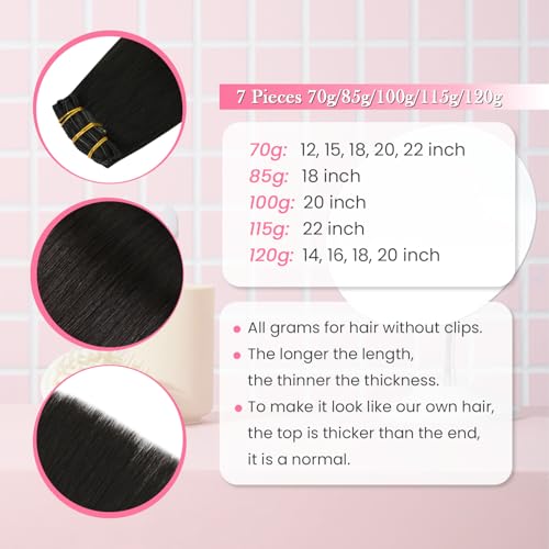 12 Inch Dark Brown Clip-In Hair Extensions - Remy Human Hair, 7 Pieces