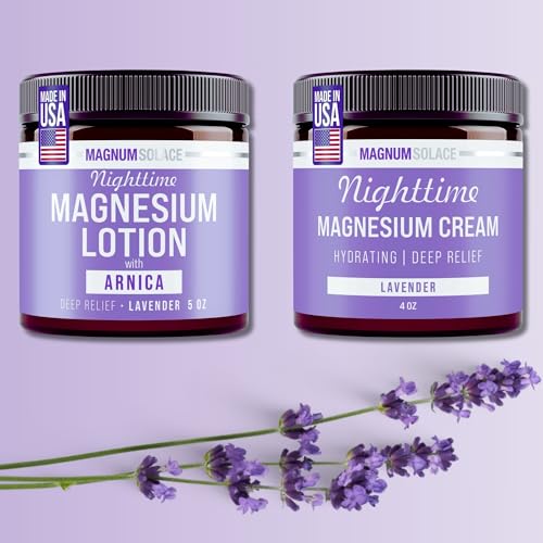 Nighttime Magnesium Lotion with Arnica, Plus Magnesium Cream with Lavender, Duo
