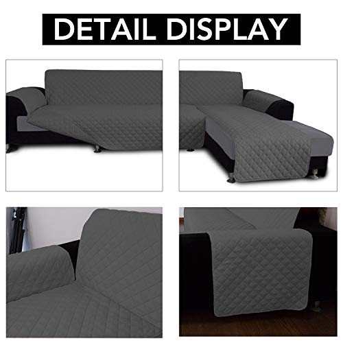 Easy-Going Reversible X-Large Sectional Couch Cover Dark Gray - Water Resistant Sofa Protector