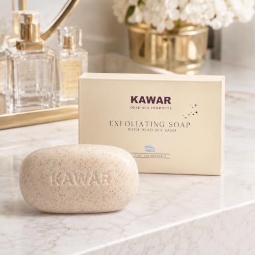 KAWAR Dead Sea Exfoliating Soap Bar 2-Pack with Salicylic Acid, Natural Oils
