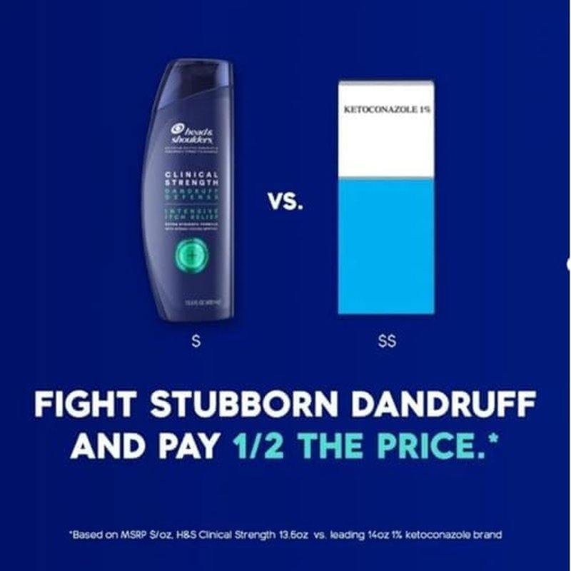 Head & Shoulders Clinical Strength Dandruff Defense 2-in-1 Shampoo + Conditioner, Itch Relief Shampoo, Flake Control, Seborrheic Dermatitis Care, 13.5 Ounce Bottles, Pack of 2