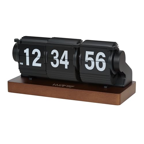 Mechanical Flip Desk Clock - Black Retro Analog Quartz Timepiece