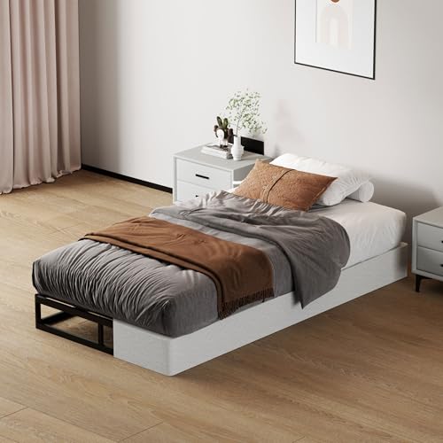 Twin Box Spring Bed Foundation - Heavy Duty Metal Frame, No Noise, 7 Inch Low Profile Support