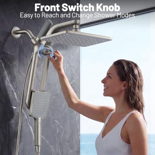 Brushed Nickel Dual Filtered Rainfall Handheld Showerhead Combo for Hard Water