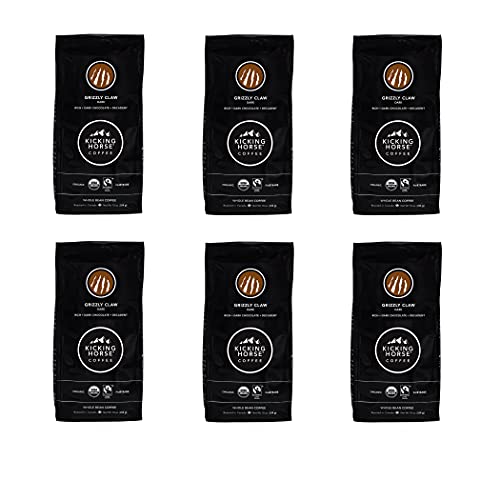 Dark Roast Whole Bean Coffee - 10 oz Pack of 6 - Organic, Fairtrade, Kosher