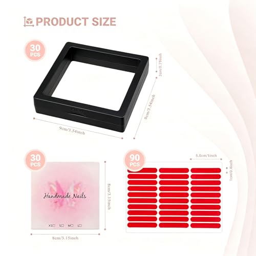 Black Medium Press On Nail Storage Boxes Set - Floating Display Organizer for Nail Business