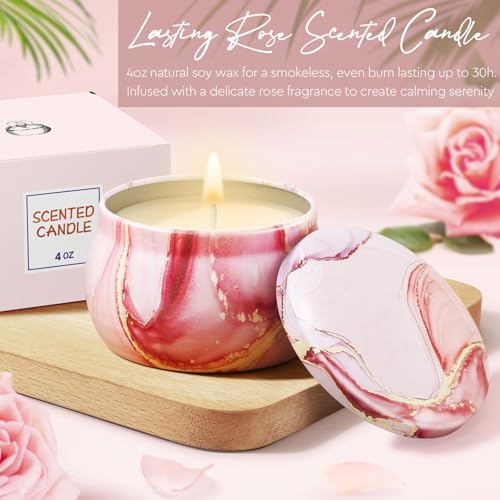 Rose Self Care Gift Basket for Women - Relaxing Spa Gifts for Birthday, Mom, Wife, Sister, Friend