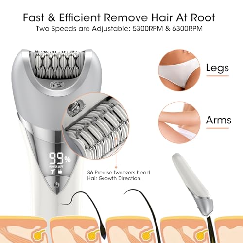 Qreeyx 7-in-1 Waterproof Electric Epilator & Shaver for Women - Painless Hair Removal, Facial & Body Trimmer, Wet & Dry Use