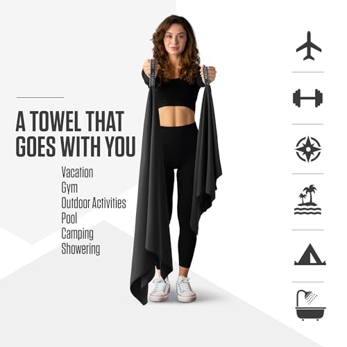 VENTURE 4TH Travel Toiletry Bag & Quick Dry Towel Set - Ideal Travel Bundle for Camping, Hiking, Backpacking and Business Trips - Size M Travel Towel