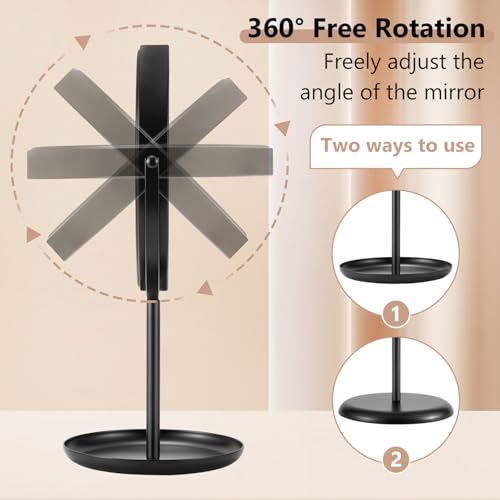 DECLUTTR 8-Inch 30X Magnifying Makeup Mirror with Stand, 15" Length, Double-Sided Metal Vanity for Bathroom & Travel, Black