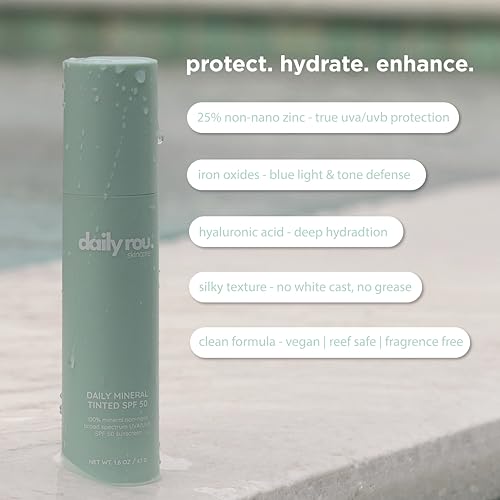DailyRou Daily Mineral Skincare ? Hydrating & Brightening Face Sunscreen for Men & Women ? Lightweight, Non-Greasy Formula for Healthy, Smooth, Glowing Skin (Sheer)