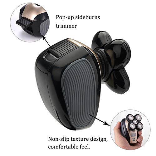 Men's Electric Bald Razor - 5-in-1 Grooming Kit with Gold Finish, Waterproof Head Shaver & Trimmer