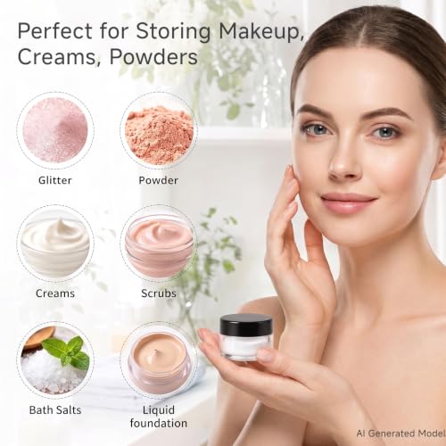Black 5g Sample Cosmetic Containers with Lids - Travel Size, Leakproof