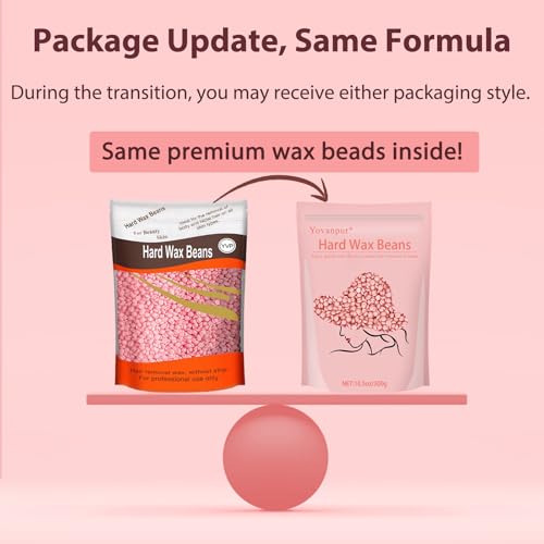 Hard Wax for Hair Removal, Rose Pink Wax Beads for Sensitive Skin and Brazilian Waxing, 10.5 Ounce/bag with 10pcs Wax Sticks