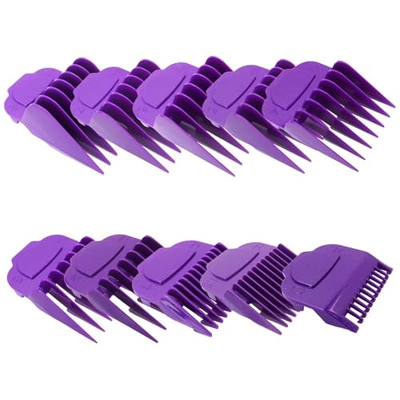 10-Pack Fit for Andis Magnetic Clipper Guards, Upgrade Professional Clipper Guard Comb Guides Fit for Andis Master Hair Clippers - 1/16" to 1"(Purple)