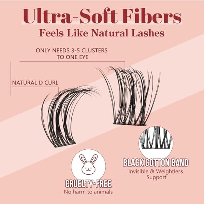 Higu clace Lash Clusters Kit, 144PCS Lashes Clusters Kit with Lash Bond and Seal, C Curl Wispy Cluster Eyelash Extensions Natural Look with Thin Band Easy to use for Beginners (A09£©