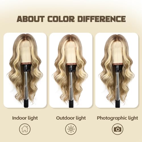 Ash Blonde Lace Front Wig 13x4 Inches Pre-Plucked Synthetic Wavy Hair