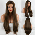 Kalisa Brown Lace Front Wig 24 Inch Long Silky Straight Dark Brown High Density Synthetic Wig - Natural Look, Glueless & Heat Resistant
