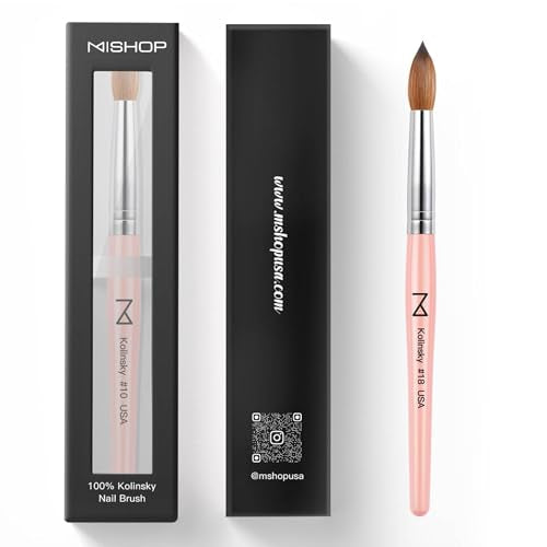 Professional Acrylic Nail Brush - Size #8 Kolinsky Pink Nail Art Brush