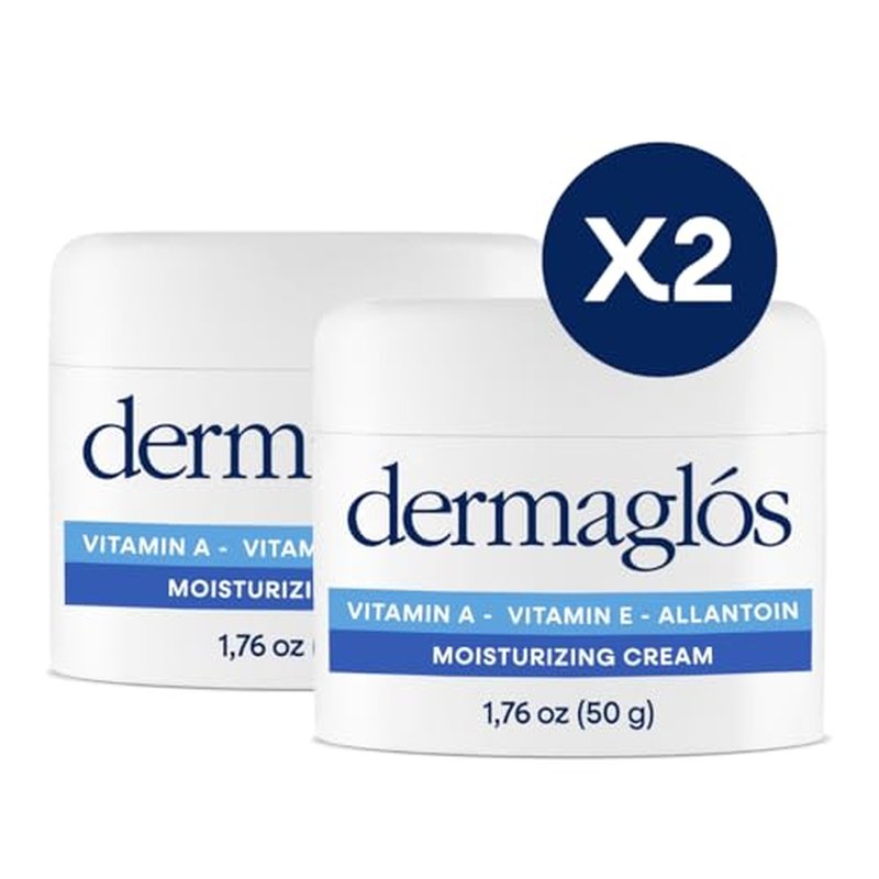 Dermaglos 2-pack Moisturizing Cream | Vitamin A (Retinoids), Vitamin E & Allantoin | Moisturizer for Wrinkles, Stretch Mark Prevention, Tattoo Aftercare, Scar cream, Anti-Aging | 1,76 oz
