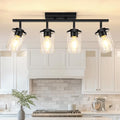 FadimiKoo 4-Lights Black Semi-Flush Track Light with Clear Glass Shades (Black) - Rotatable Heads