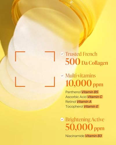 Korean Collagen Toner Pads with Niacinamide & Peptides - Hydrating Skin Reset, 80 Pads