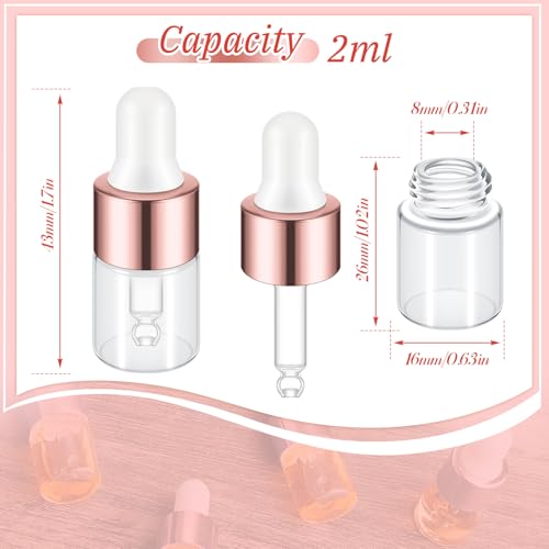 Mini Glass Oil Dropper Bottle 2ml Rose Gold Set of 200 - Perfume & Essential Oil Storage
