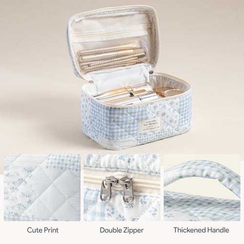 HBselect Floral Quilted Makeup Bag Set - 3 Pieces Large Travel Organizer A-3PCS-Floral 38
