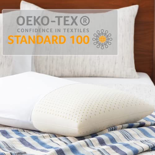 Standard Mid Loft Talalay Latex Pillow - Medium Soft Support for Back & Side Sleepers