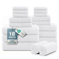 Casa Platino 18-Piece White Cotton Bath Towel Set - Soft & Absorbent